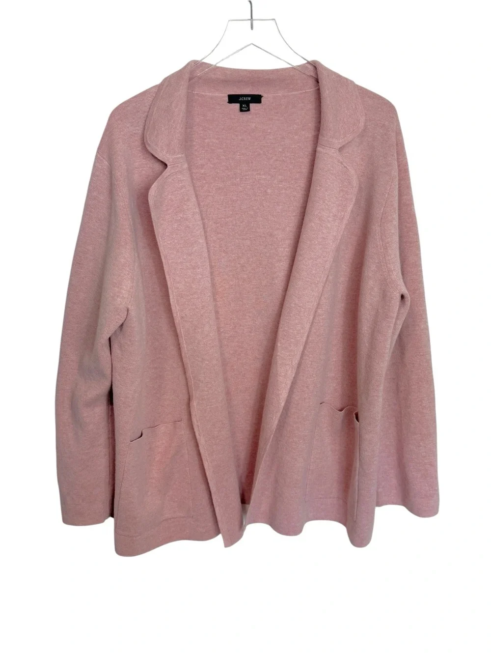 J.Crew Eloise Sweater Blazer XL Pink Open Front Cardigan Pockets Relaxed Fit